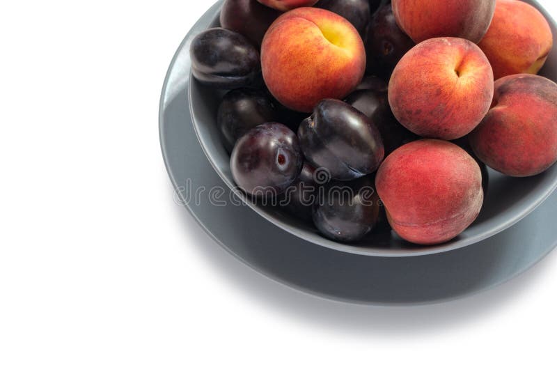 Ripe Plums and Peaches stock photo. Image of vitamin 45665752