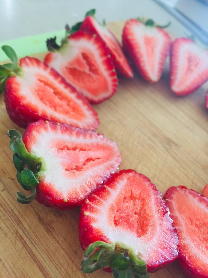 Strawberries Cut In Half Stock Photo Image Of Closeup 16465698