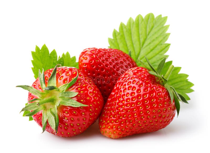 Ripe strawberries with leaves isolated on a white royalty free stock photos Ripe strawberries with leaves isolated on a white royalty free stock photos