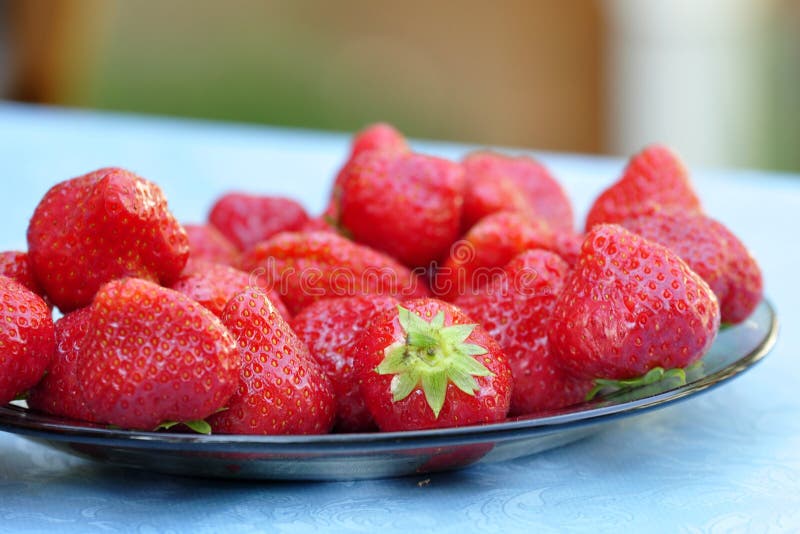 Ripe strawberries on plate stock photo. Image of healthy 28978914