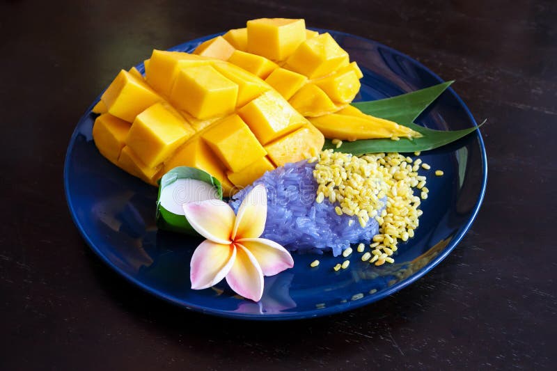 Ripe sweet mango with sticky rice, Traditional Thai dessert stock image Ripe sweet mango with sticky rice, Traditional Thai dessert stock image