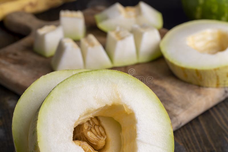 Ripe Sweet Melon Pulp Divided into Small Pieces Stock Photo Image of natural, summer 274390608