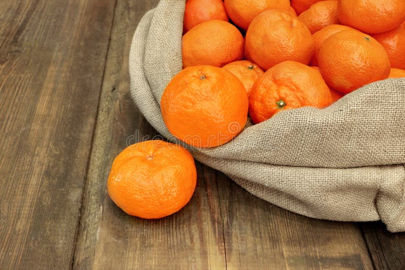 Ripe Moroccan Tangerines In Burlap Bag Stock Photo Image of