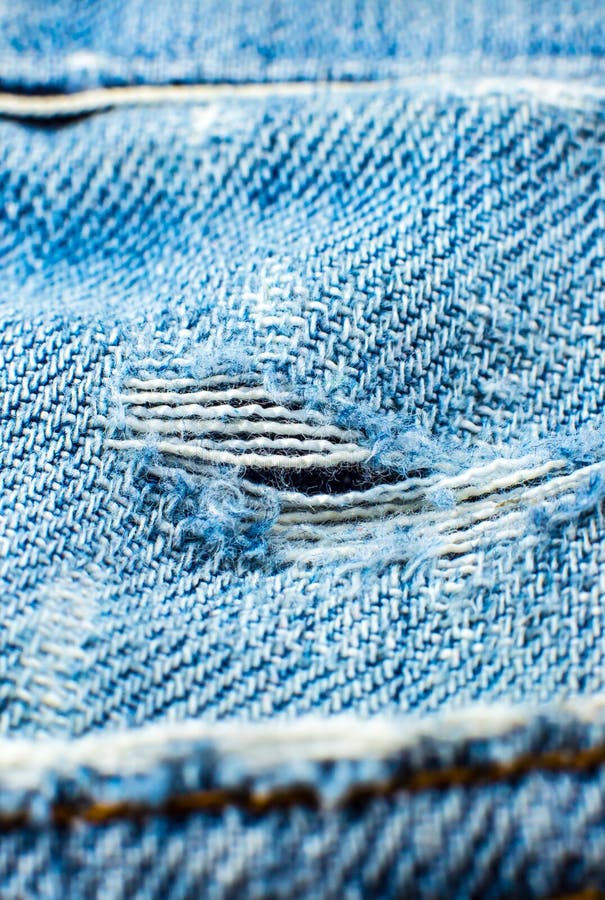 Ripped Blue Hipster Jeans Material. Destroyed Denim Cloth Texture Stock ...