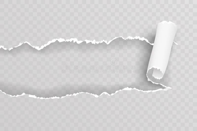 Paper realistic hole. Ripped torn hole on transparent background, cardboard rip burst, damaged sheet with curled pieces, open paper gap, bullets ripping page texture vector illustration Stock Vector
