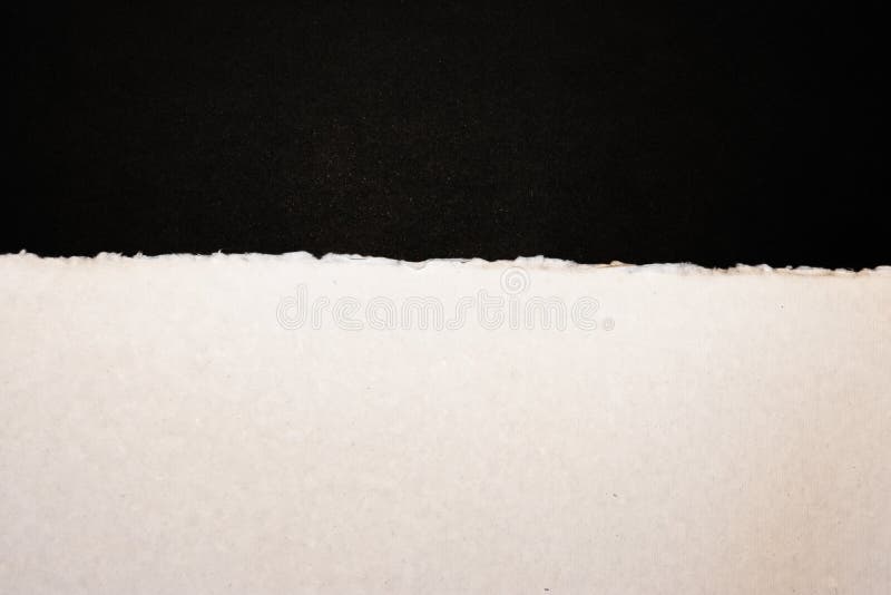 Ripped, Torn Paper Edge Isolated White on Black, Paper Tear with Space