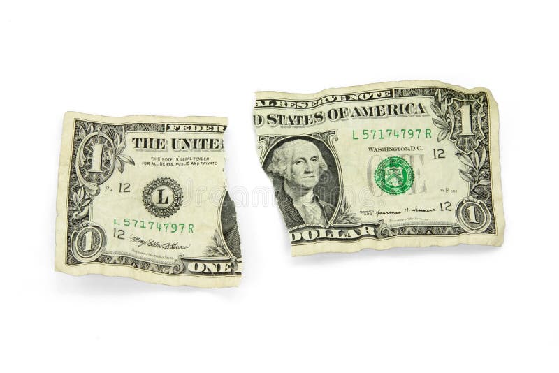 Ripped Dollar stock image. Image of business, destroy 19529375