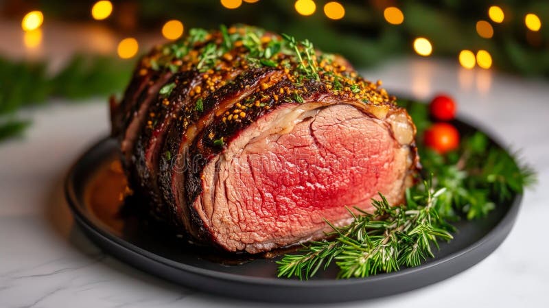 Rippenbraten aus Grassoße, perfekt gekocht mit hausgemachten Kräutern und festlicher Präsentation vektor abbildung