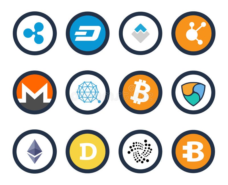 Cryptocurrency Set of Icons Vector Illustration