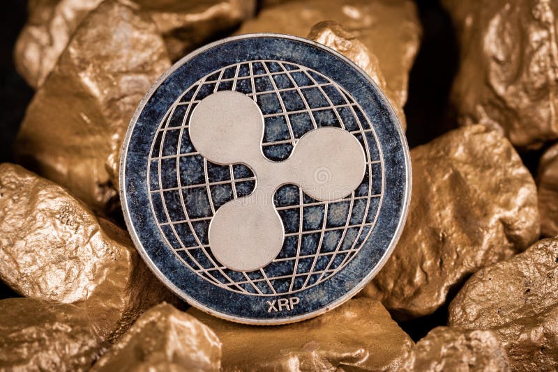 Ripple XRP coin with gold