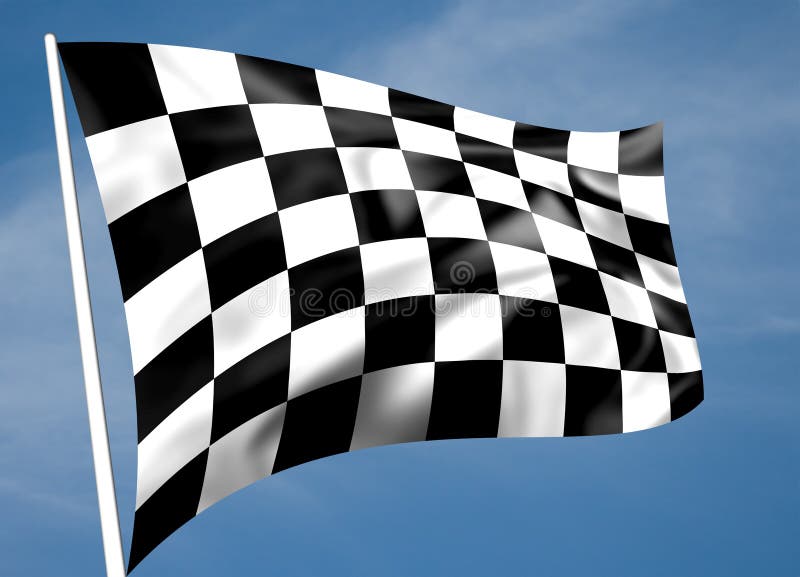 Rippled black and white chequered flag
