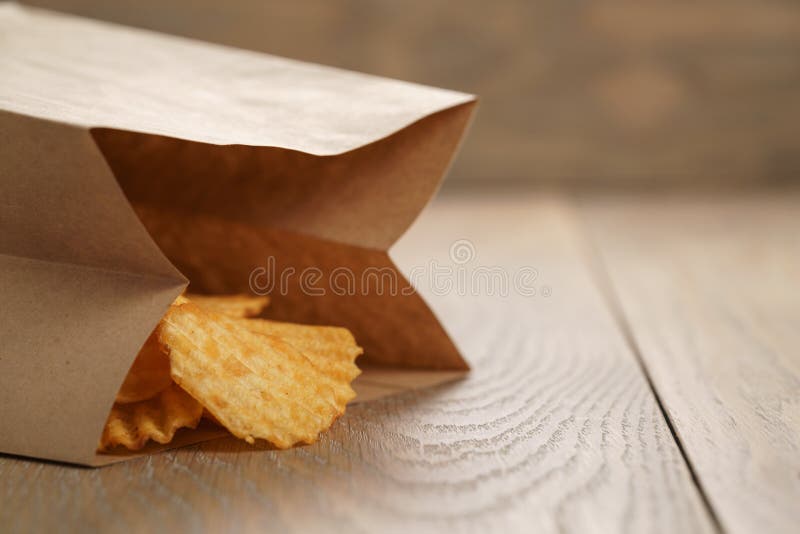 Rippled Potato Chips with Paprika in Paper Bag Stock Photo Image of