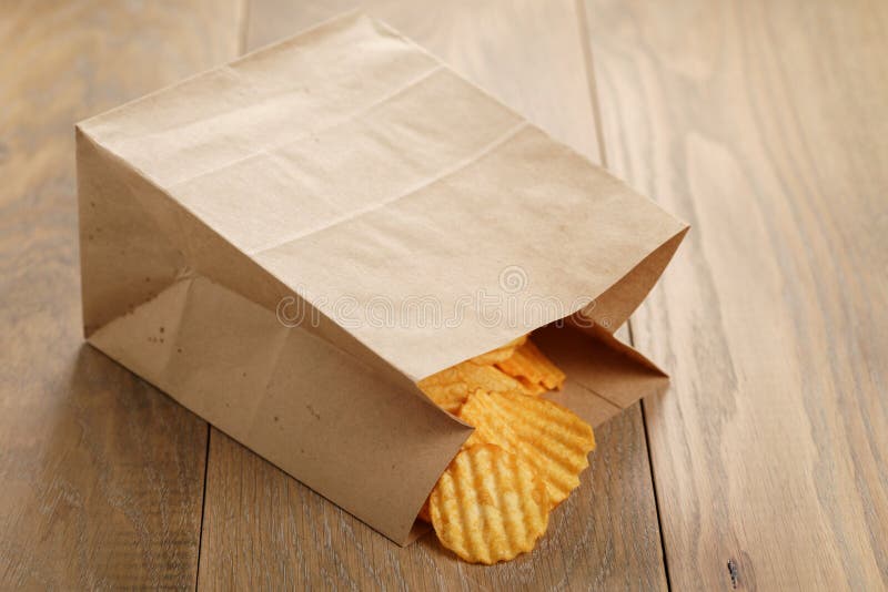 Rippled Potato Chips With Paprika In Paper Bag Stock Photo Image of