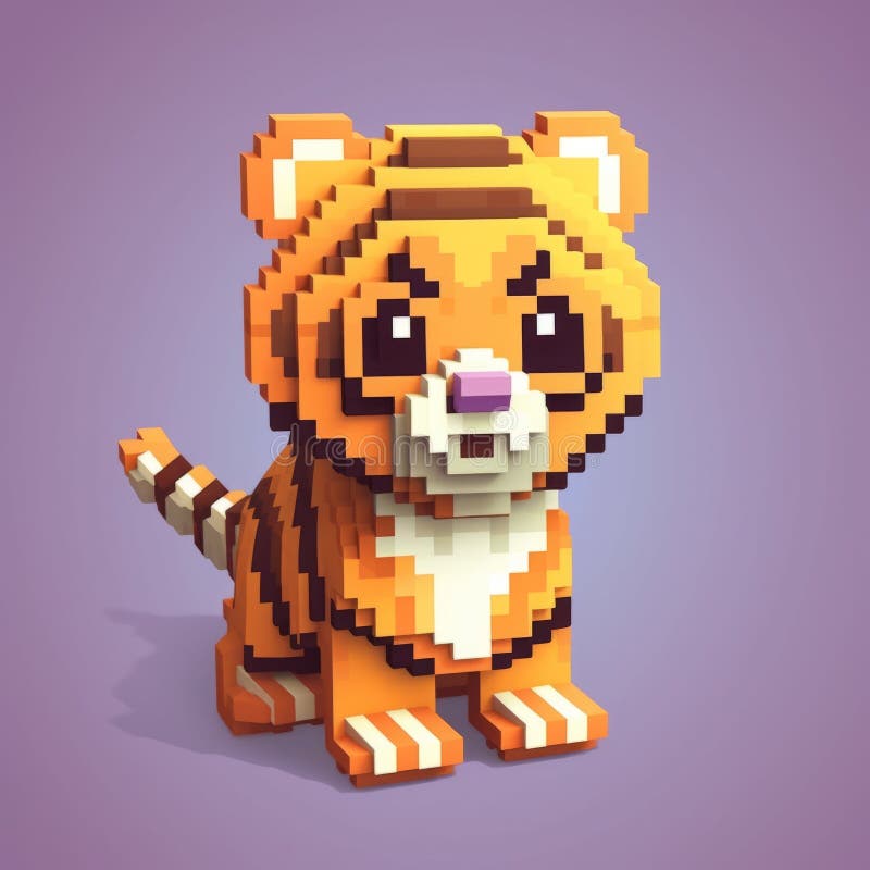 Riproducente tigre di pixel : un design di caratteri minecraftinizzi illustrazione di stock