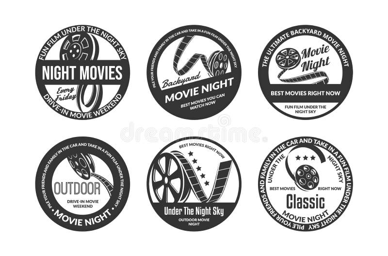 Riproduzione di immagini vettoriali per la riproduzione di immagini di film notturni monocromatiche. impostare una pellicola per e illustrazione vettoriale