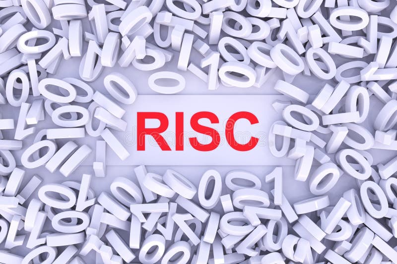 RISC Concept with Scattered Binary Code 3D Stock Illustration