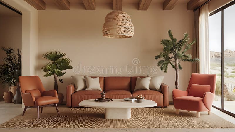 Riscaldamento e richiamo al salotto con una combinazione di colori naturale royalty illustrazione gratis