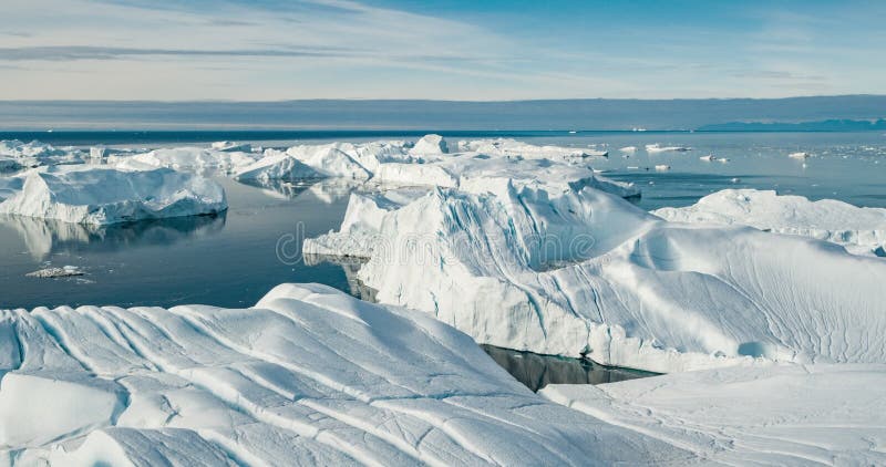 Riscaldamento globale: iceberg paesaggio di ilulissat icefjord con iceberg