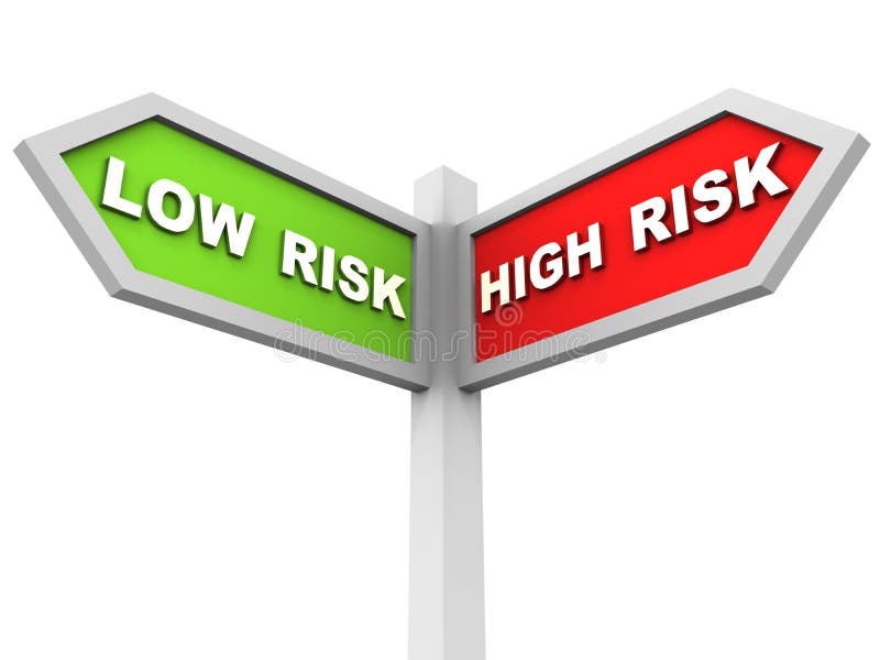 High risk on one side and low risk on another, concept of amount of risk on different choices you can make for a business, process or policy. High risk on one side and low risk on another, concept of amount of risk on different choices you can make for a business, process or policy