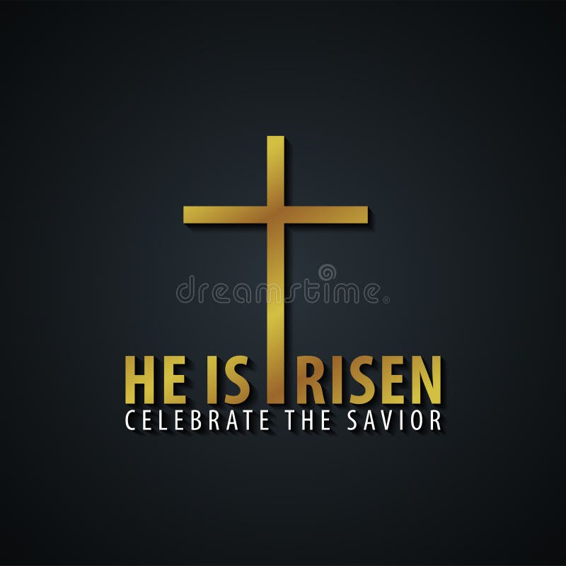 He is Risen. Church Easter Logo, Emblem, Labels or Stickers with Cross ...