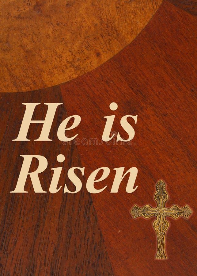 He is Risen Message with Cross for Your Religious Easter Greeting Stock