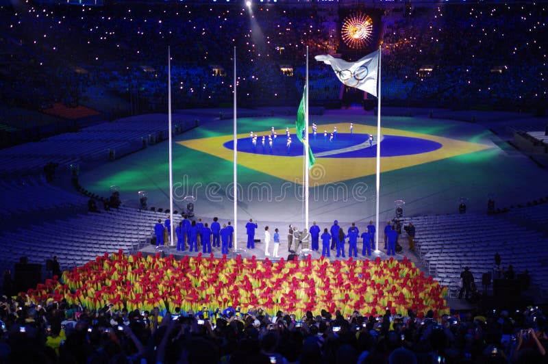 Rising of Brazilian Flag at Rio2016 Olympics Editorial Photo - Image of ...