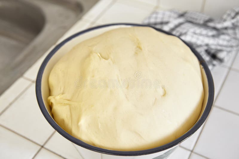 Rising bread dough stock photo. Image of leavened, folding 55065406