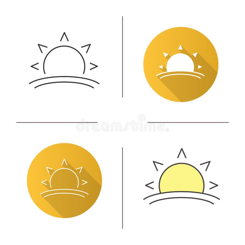 Rising sun icon stock vector. Illustration of light - 175335734