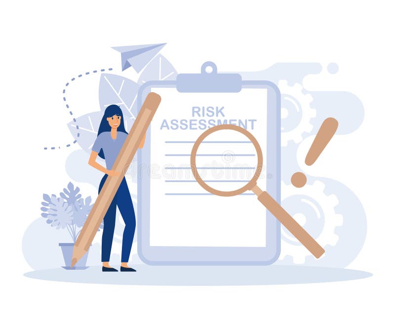 Risk Assessment Concept with Form and Magnifier, Stock Vector