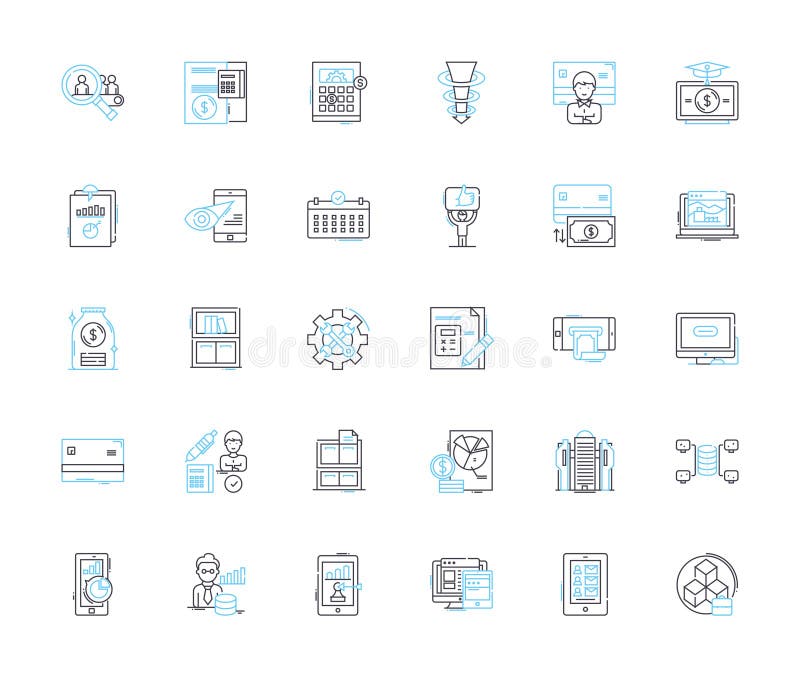 Risk Banking Linear Icons Set. Credit, Debt, Default, Liquidity