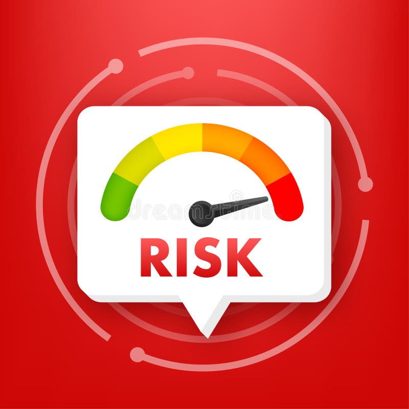 Risk Icon on Speedometer. High Risk Meter. Vector Stock Illustration