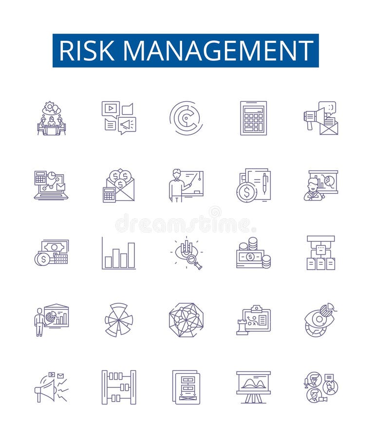 Risk Management Line Icons Signs Set. Design Collection of Risk