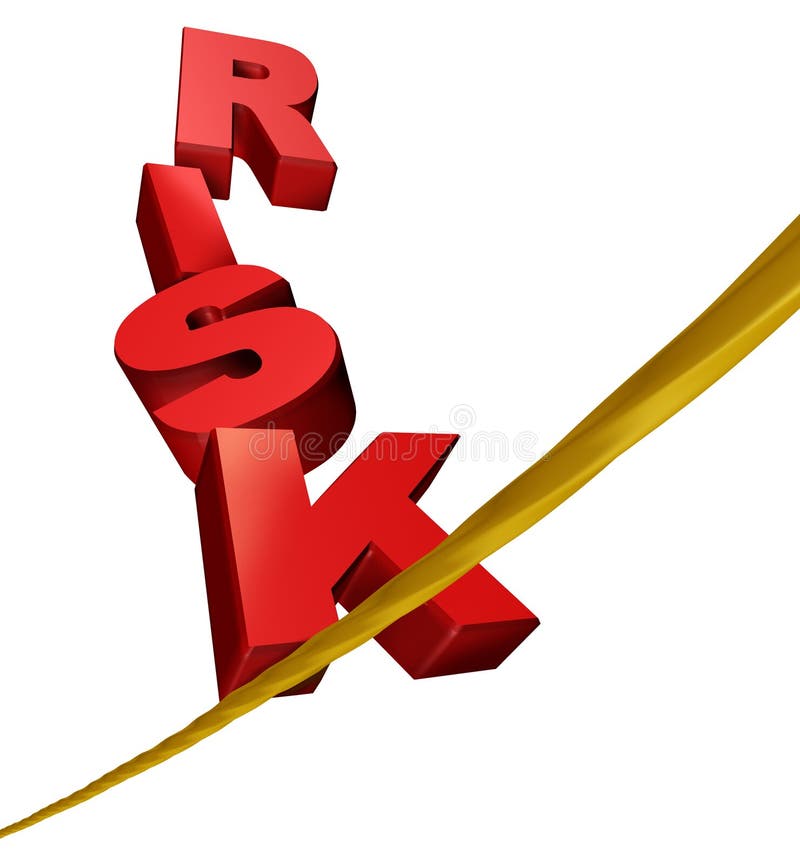 Risk symbol on a tightrope stock illustration. Illustration of heights