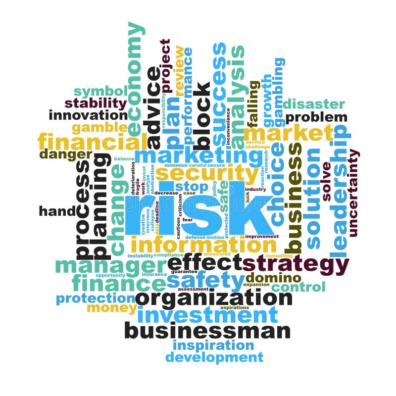 Risk management word cloud stock illustration. Illustration of analysis
