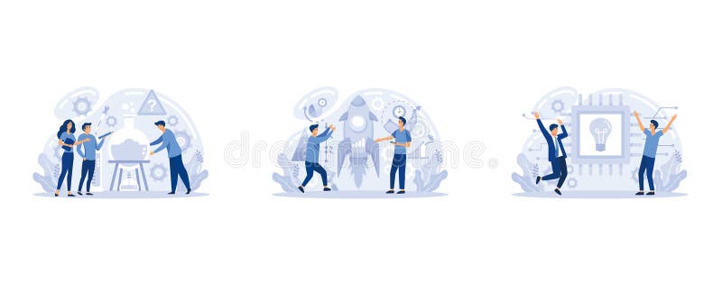 Risolvere problemi complessi combinando talenti diversi per raggiungere un obiettivo comune. strategia di soluzione aziendale effi illustrazione di stock