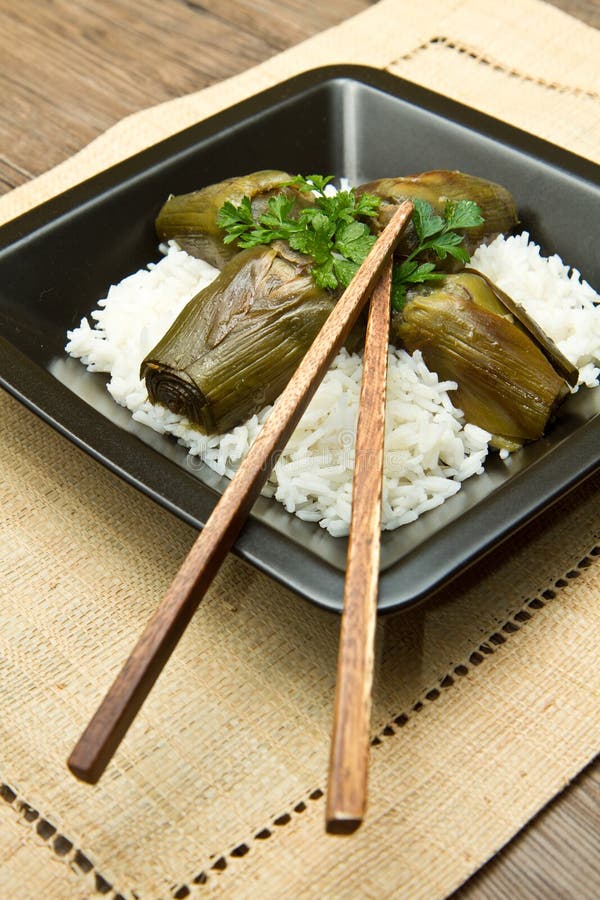 Risotto with artichokes and parsley leaf