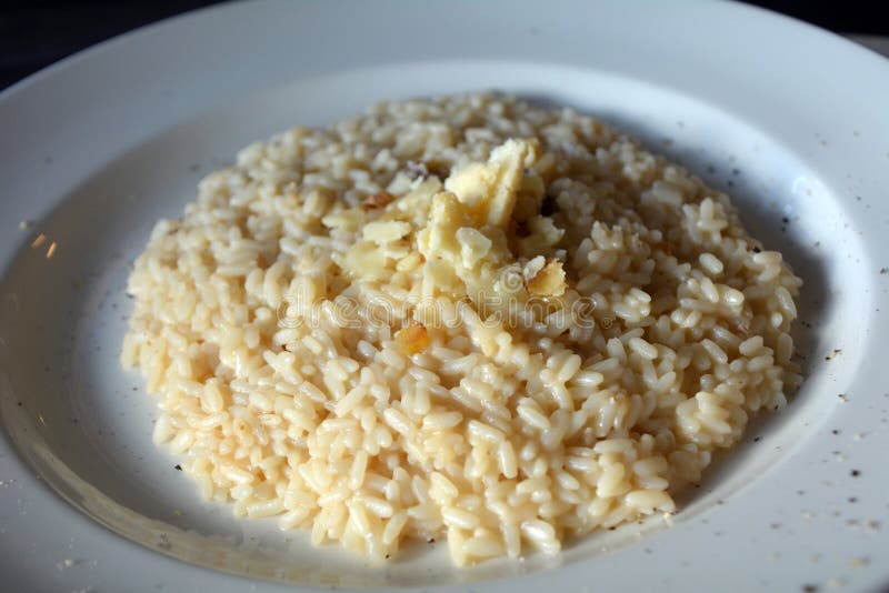 Risotto with Cheese Sauce and Parmesan Stock Photo Image of