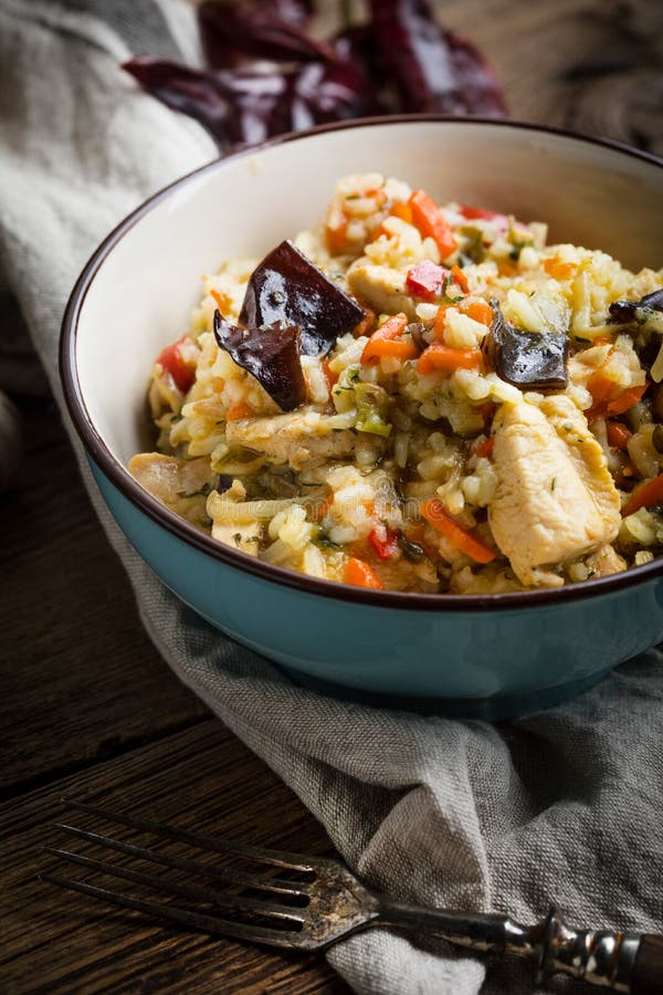 Risotto with Chicken and Vegetables. Stock Photo - Image of selective ...