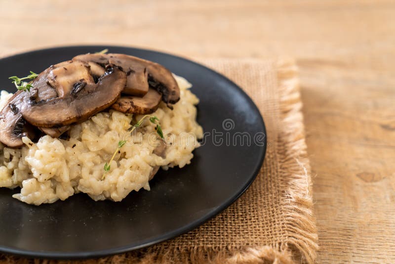 Risotto with Mushroom and Cheese Stock Photo Image of closeup, green