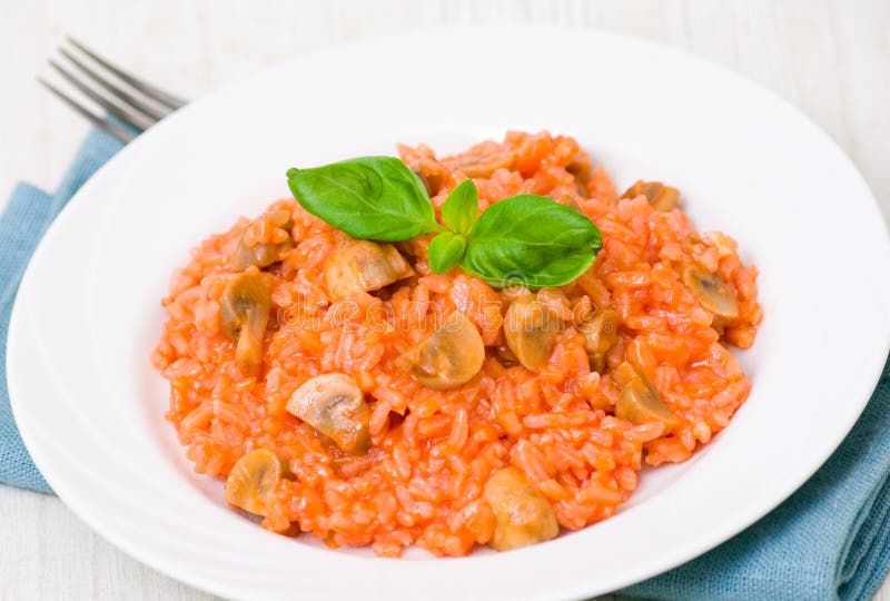 Risotto with Mushrooms and Tomatoes Stock Image Image of italian
