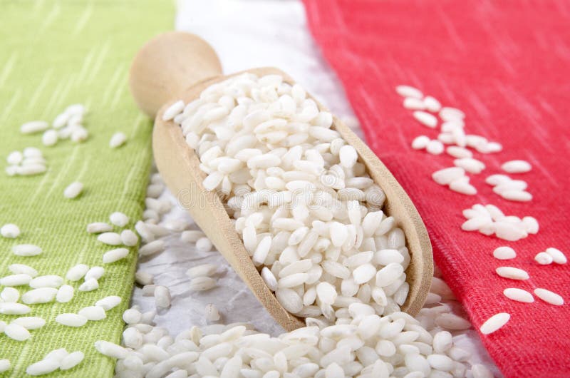 Risotto Rice on a Wooden Shovel Stock Image Image of food, italy