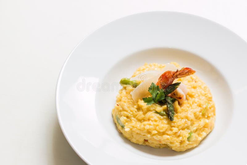Risotto with Shrimp and Parmesan Cheese Stock Photo Image of aromatic