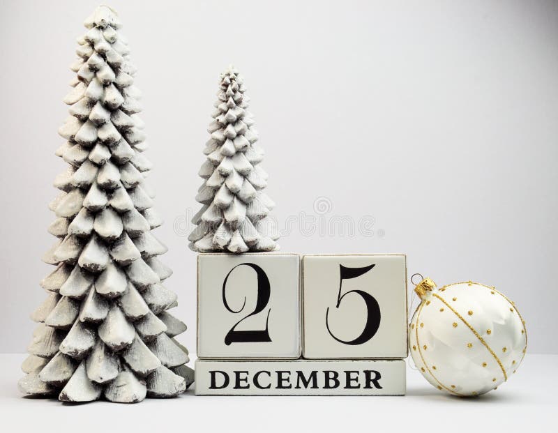 Risparmi bianchi di tema il calendario della data per il giorno di Natale, 25 dicembre.