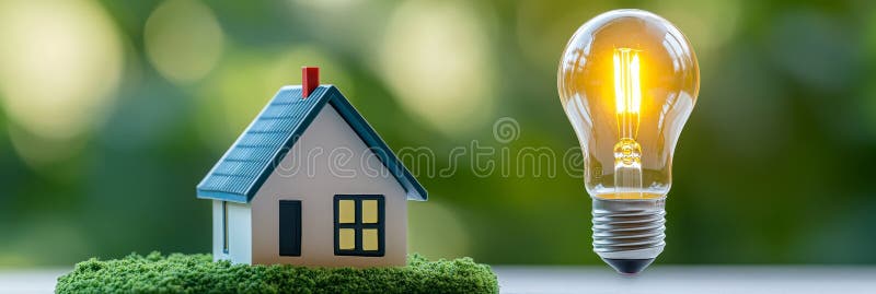 Risparmio energetico delle case grazie al risparmio energetico delle lampadine elettriche per uso domestico rappresenta un consumo. Risparmio energetico domestico. rappresenta un consumo energetico domestico efficiente. può essere utilizzato per la visualizzazione o il montaggio dei prodotti. aizione generativa