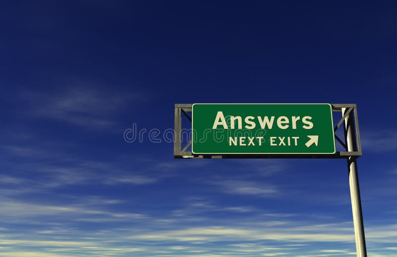 Super high resolution 3D render of freeway sign, next exit... Answers!. Super high resolution 3D render of freeway sign, next exit... Answers!