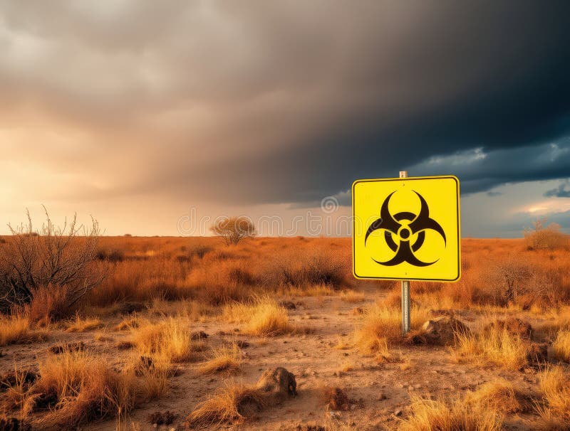 Risque biologique dans les nuages orageux et les zones de danger du désert L'IA généré illustration de vecteur