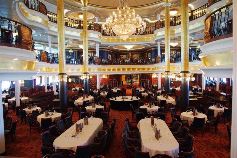 Restaurant On Cruise Ship:Voyager of the Seas.It has three layers.Now this ship is dock at Shanghai,China. Restaurant On Cruise Ship:Voyager of the Seas.It has three layers.Now this ship is dock at Shanghai,China.