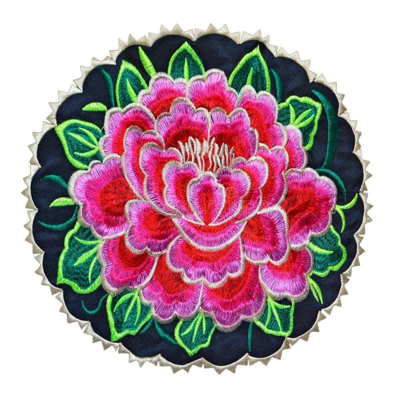 Mexican floral embroidery patch isolated on white. Mexican floral embroidery patch isolated on white