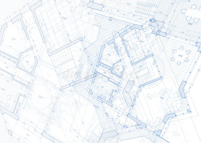 Ritningen för arkitektur 3d framför white royaltyfri illustrationer