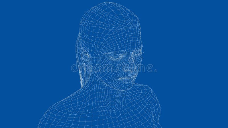 Ritratti wireframe di una giovane bellissima ragazza illustrazione vettoriale